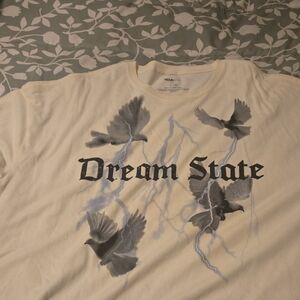 Fashion Nova Cream and Black Short Sleeve Tee Dream State